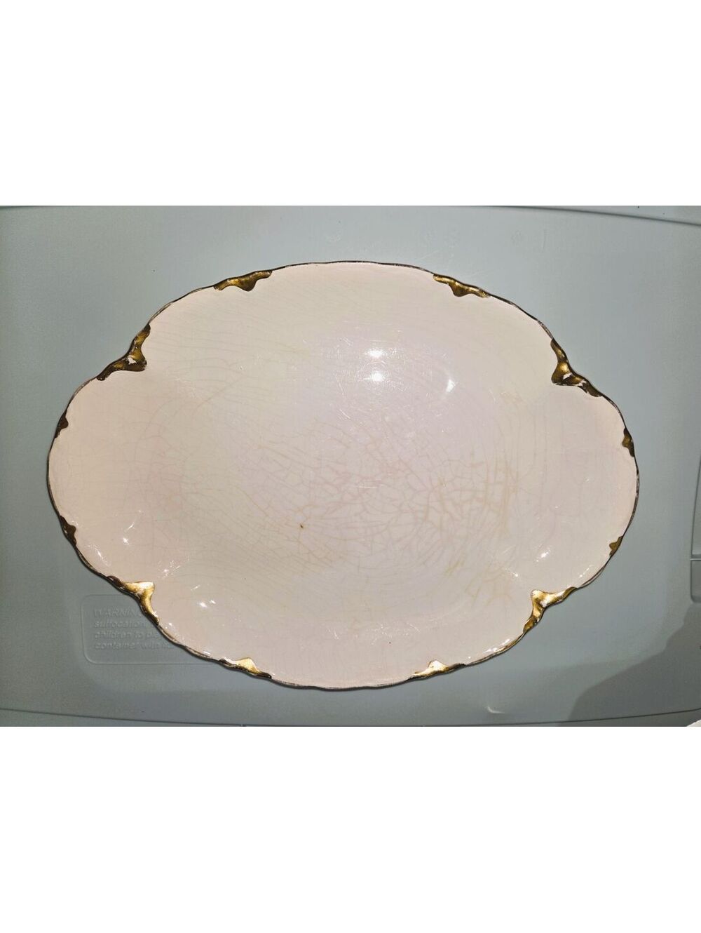 1930 Cleveland China 13" Ivory Platter 18k Gold Scalloped Rim Plate Wall Gallery